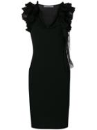 Givenchy Ruffle Strap Shift Dress - Black