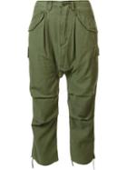 R13 Drop-crotch Cropped Trousers, Women's, Size: 28, Green, Cotton