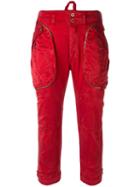 Faith Connexion Cropped Cargo Trousers, Women's, Size: Medium, Red, Silk/cotton