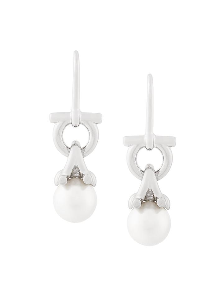 Salvatore Ferragamo Pearl Earrings - Metallic