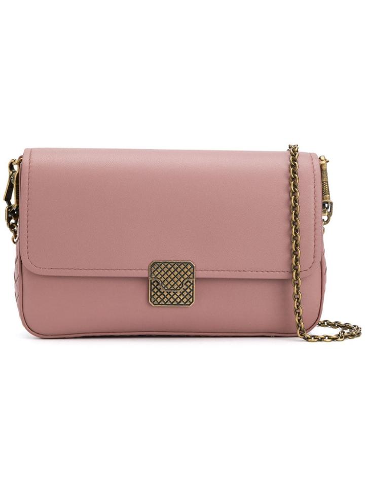 Bottega Veneta Foldover Chain Bag - Pink