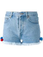 Forte Couture - Frayed Hem Shorts - Women - Cotton/polyester - 25, Blue, Cotton/polyester