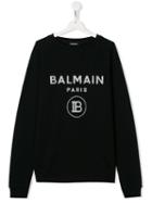 Balmain Kids Teen Logo Print Sweatshirt - Black