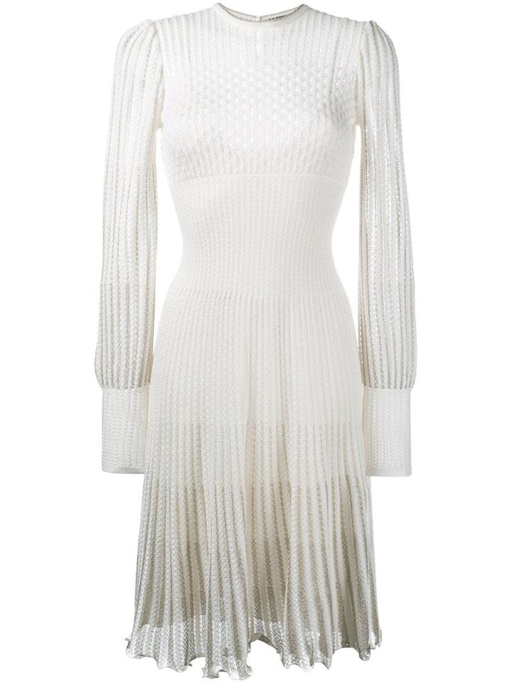 Alexander Mcqueen A-line Knit Dress, Women's, Size: Medium, Nude/neutrals, Silk/polyamide/spandex/elastane/metallized Polyester
