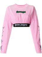 Palm Angels Dance Of Death Cropped Sweatshirt - Pink & Purple