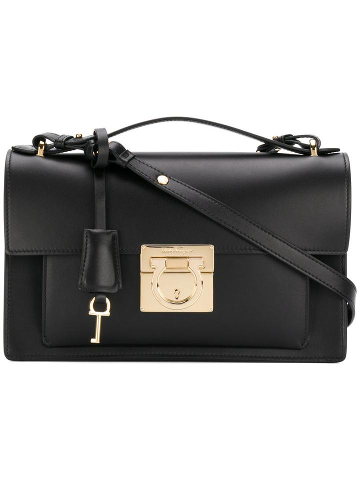Salvatore Ferragamo - Gancio Lock Shoulder Bag - Women - Leather - One Size, Black, Leather