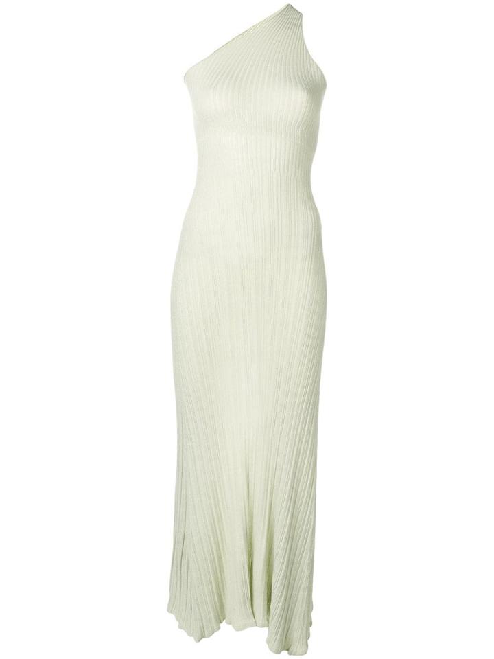 Jacquemus Rib Knit One Shoulder Maxi Dress - Almond Green