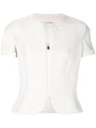 Versace Pre-owned Ribbed Zipped Blouse - Neutrals