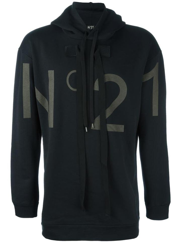 No21 Logo Print Hoodie, Men's, Size: Xs, Black, Cotton