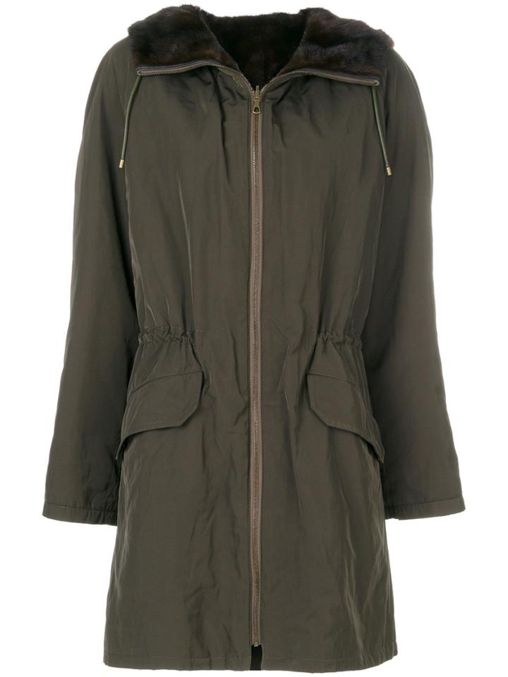 Army Yves Salomon Drawstring Waist Lined Parka - Green