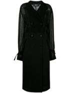 Yang Li Jersey-panelled Trench Coat - Black