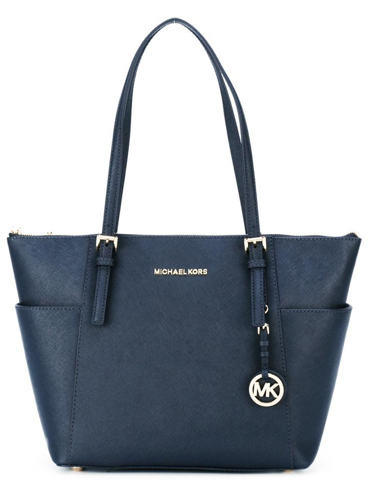 Michael Kors Jet Set Top-zip Tote, Women's, Blue, Calf Leather
