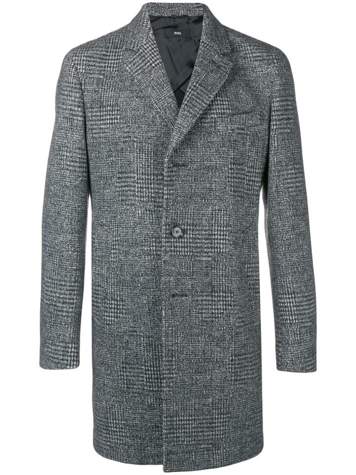 Boss Hugo Boss Oversized Check Coat - Black