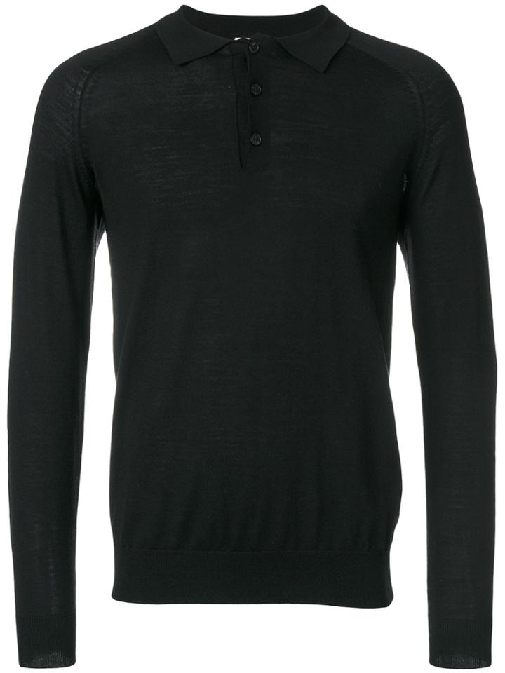 Closed Polo Collar Jumper - Black
