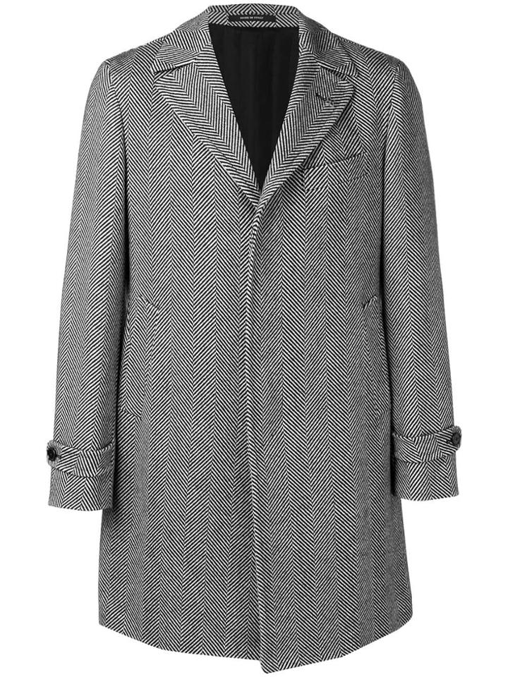 Tagliatore Geometric Stripes Midi Coat - Black