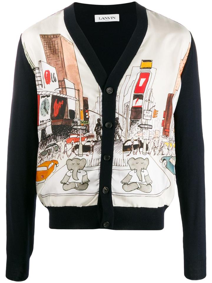Lanvin Graphic Knitted Cardigan - Blue