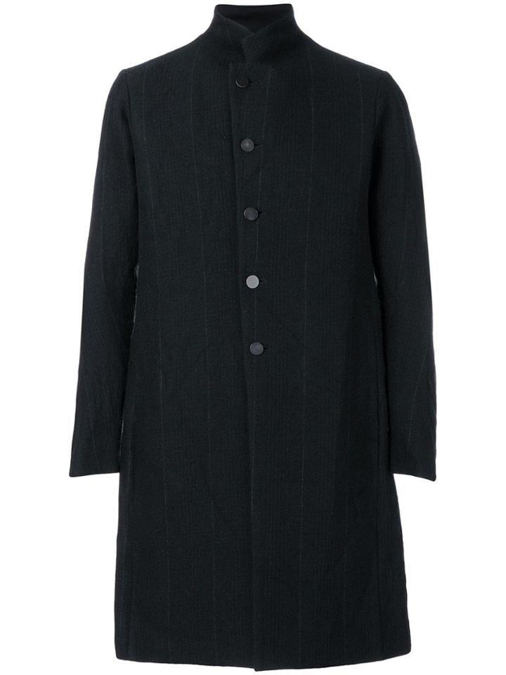 Devoa Pinstriped Coat - Black