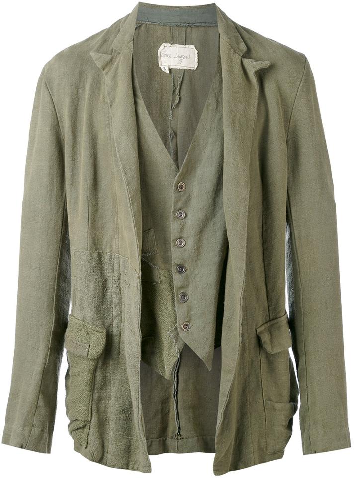 Draped Jacket - Men - Silk/cotton/hemp - 3, Green, Silk/cotton/hemp, Greg Lauren