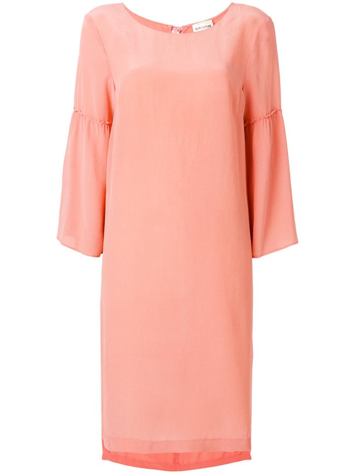 Semicouture Bell Sleeve Shift Dress - Yellow & Orange