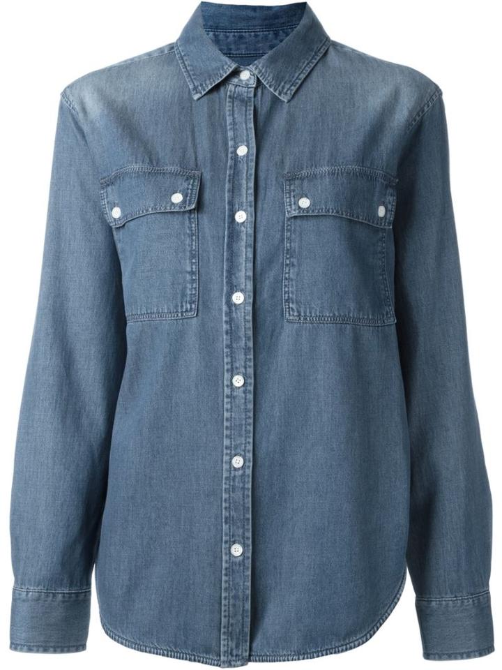 Michael Michael Kors Denim Shirt, Women's, Size: Xl, Blue, Lyocell/cotton