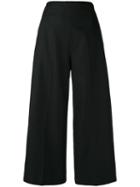 Msgm - Wide Leg Cropped Trousers - Women - Cotton - 44, Women's, Black, Cotton