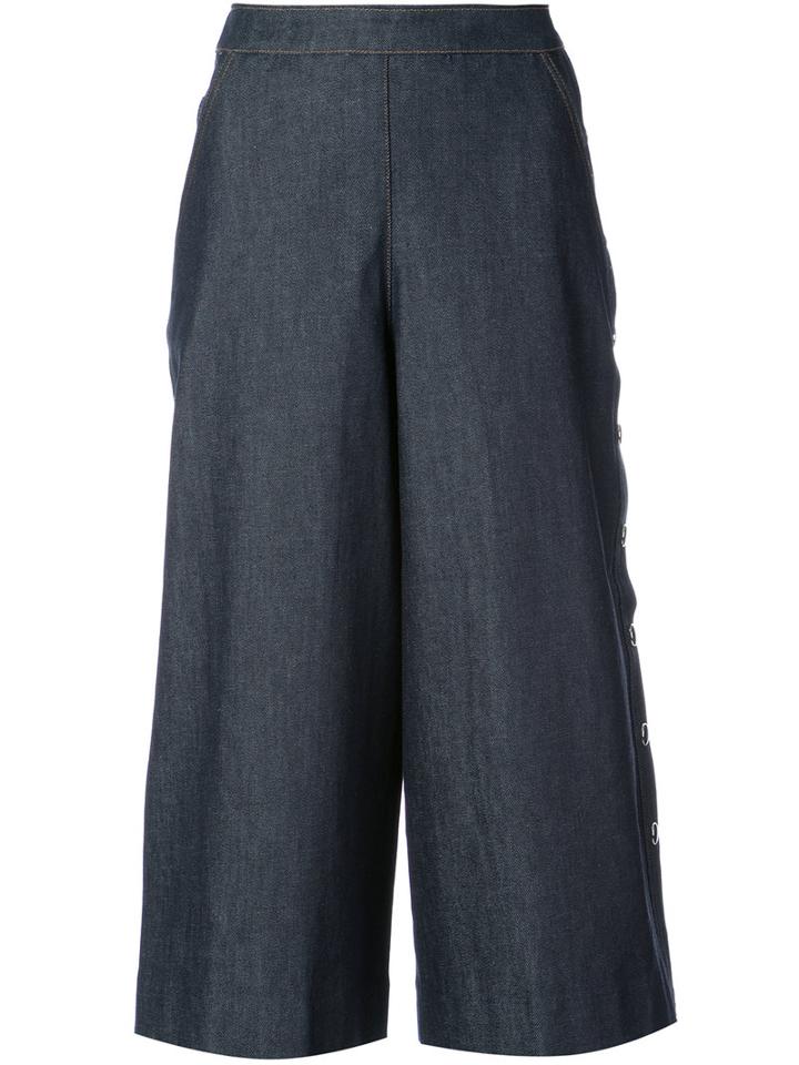 Vanessa Seward - Wide Leg Cropped Pants - Women - Cotton/polyurethane - 38, Blue, Cotton/polyurethane