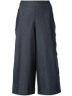 Vanessa Seward - Wide Leg Cropped Pants - Women - Cotton/polyurethane - 38, Blue, Cotton/polyurethane