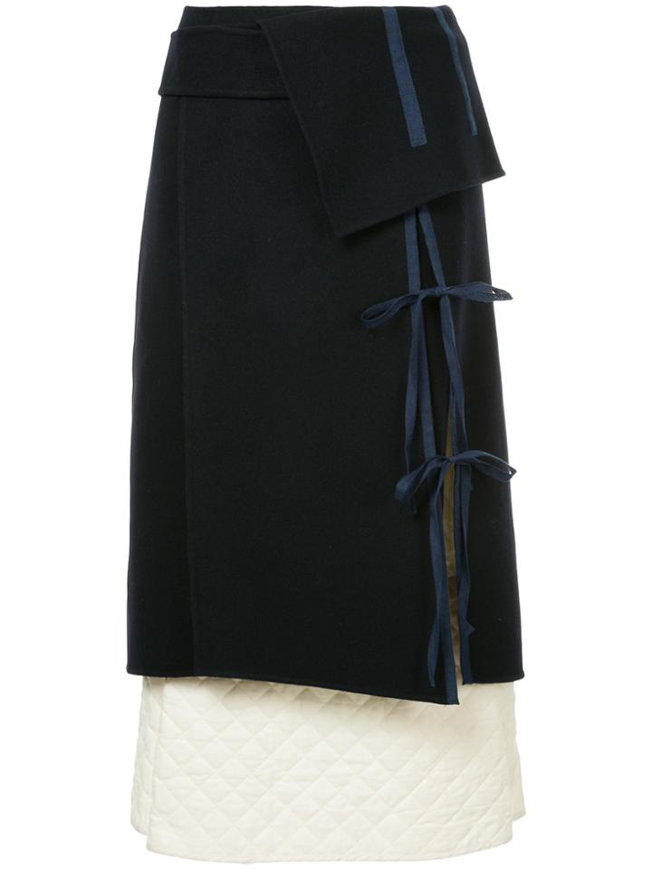 Irene Tied Quilted Skirt - Blue