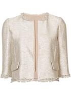 Oscar De La Renta Fern Embellished Cropped Jacket - Yellow & Orange