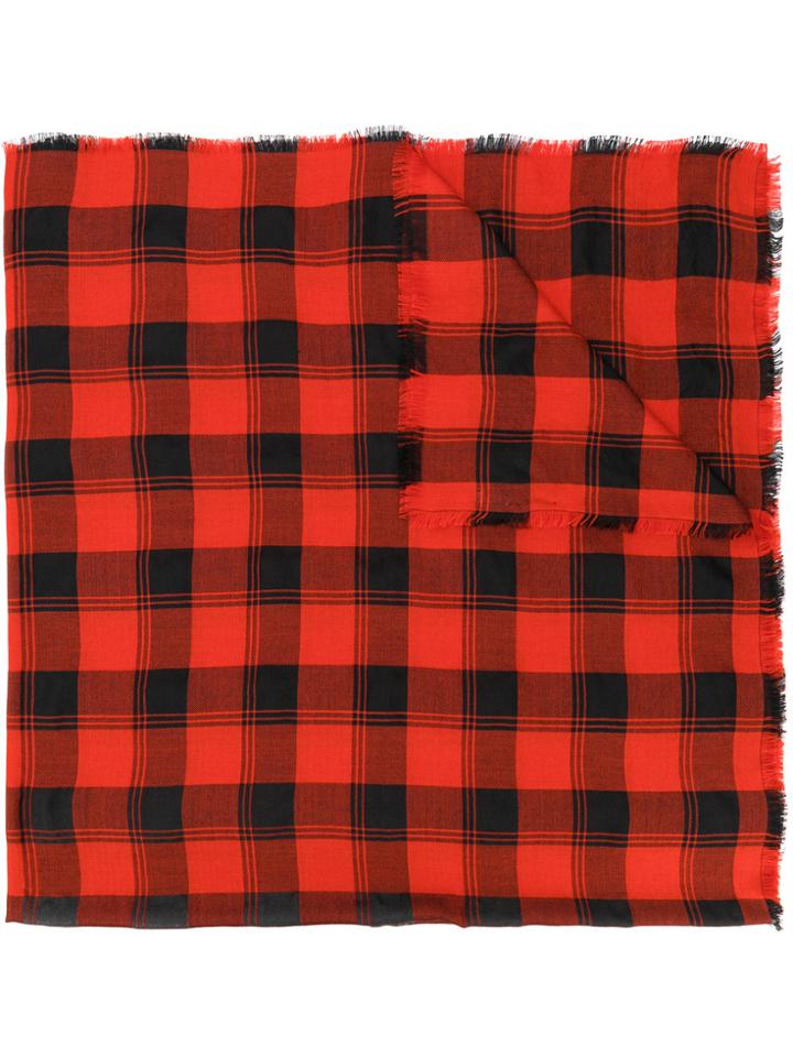 Saint Laurent Check Scarf - Red