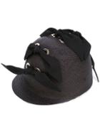 Federica Moretti - Bow Embellished Hat - Women - Cotton/viscose/straw - L, Black, Cotton/viscose/straw