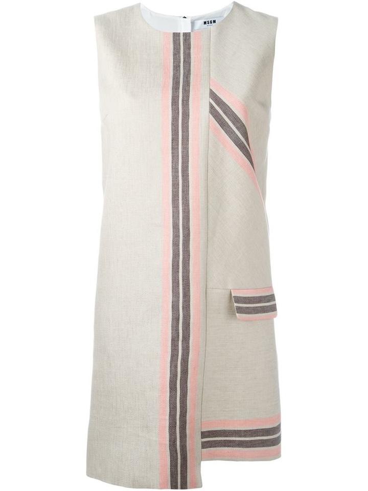 Msgm Asymmetric Mini Dress, Women's, Size: 42, Nude/neutrals, Cotton/linen/flax/polyester
