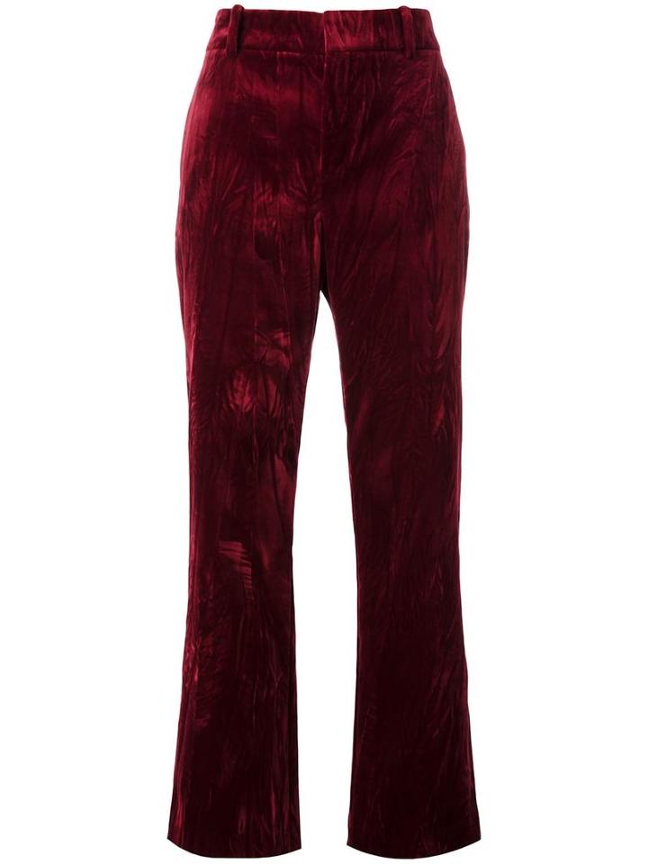 Lanvin Creased Straight Fit Trousers, Women's, Size: 38, Red, Cotton/viscose