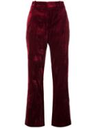 Lanvin Creased Straight Fit Trousers, Women's, Size: 38, Red, Cotton/viscose