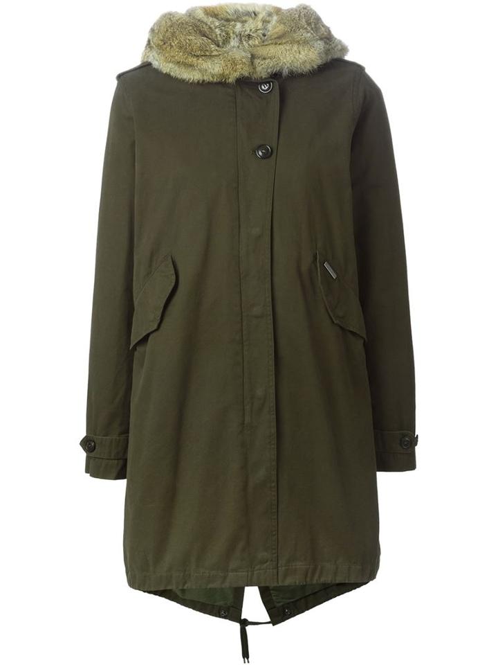 Woolrich Rabbit Fur Collar Parka, Women's, Size: Small, Green, Polyester/rabbit Fur