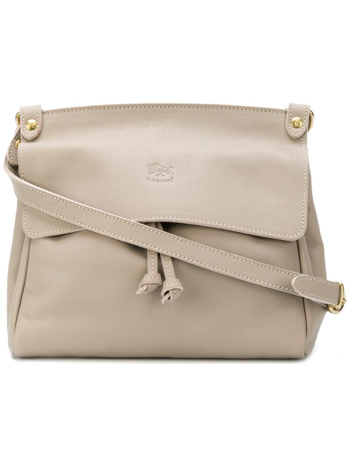 Il Bisonte Brand Embossed Shoulder Bag - Nude & Neutrals
