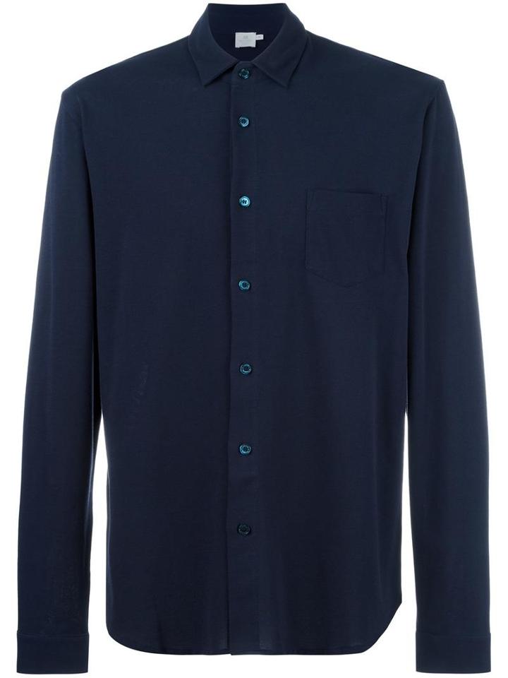 Sunspel Pique Shirt, Men's, Size: Small, Blue, Cotton