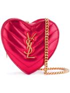 Saint Laurent Mini 'love' Crossbody Heart Bag, Women's, Pink/purple, Calf Leather