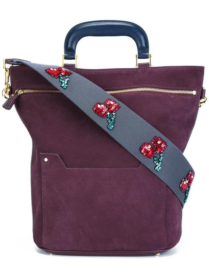 Anya Hindmarch Cherry Motif Detailing Tote, Women's, Pink/purple