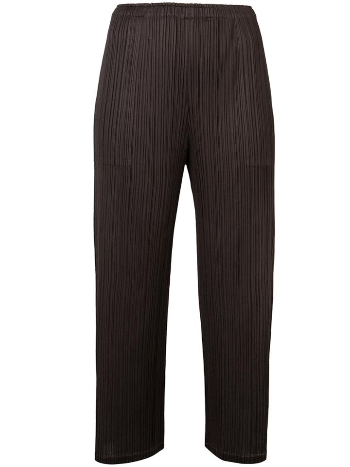 Pleats Please By Issey Miyake Cropped Pleat Trousers - Brown