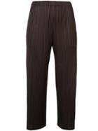 Pleats Please By Issey Miyake Cropped Pleat Trousers - Brown