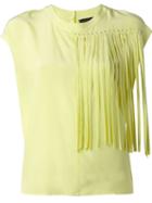 Marco Bologna Fringe Detail Boxy Top, Women's, Size: 42, Yellow/orange, Silk