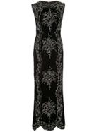 Oscar De La Renta Crystal Embellished Long Dress - Black