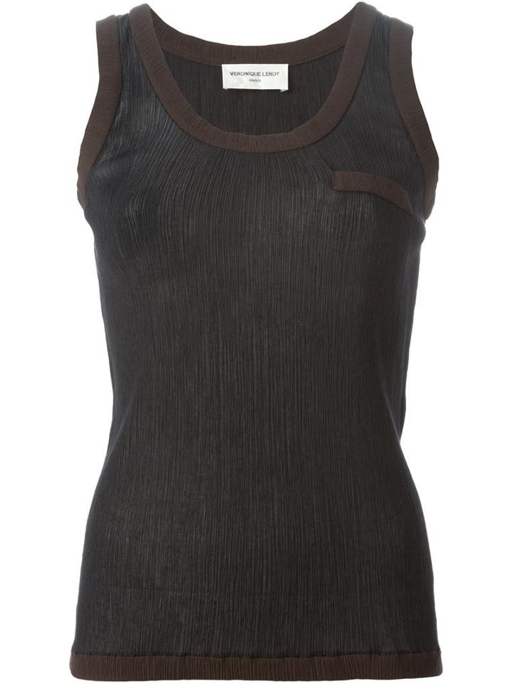 Veronique Leroy Contrast Trim Tank Top, Women's, Size: 36, Black, Cotton/silk