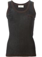 Veronique Leroy Contrast Trim Tank Top, Women's, Size: 36, Black, Cotton/silk