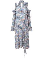 R13 Ruffle Trim Cut-out Dress - Blue