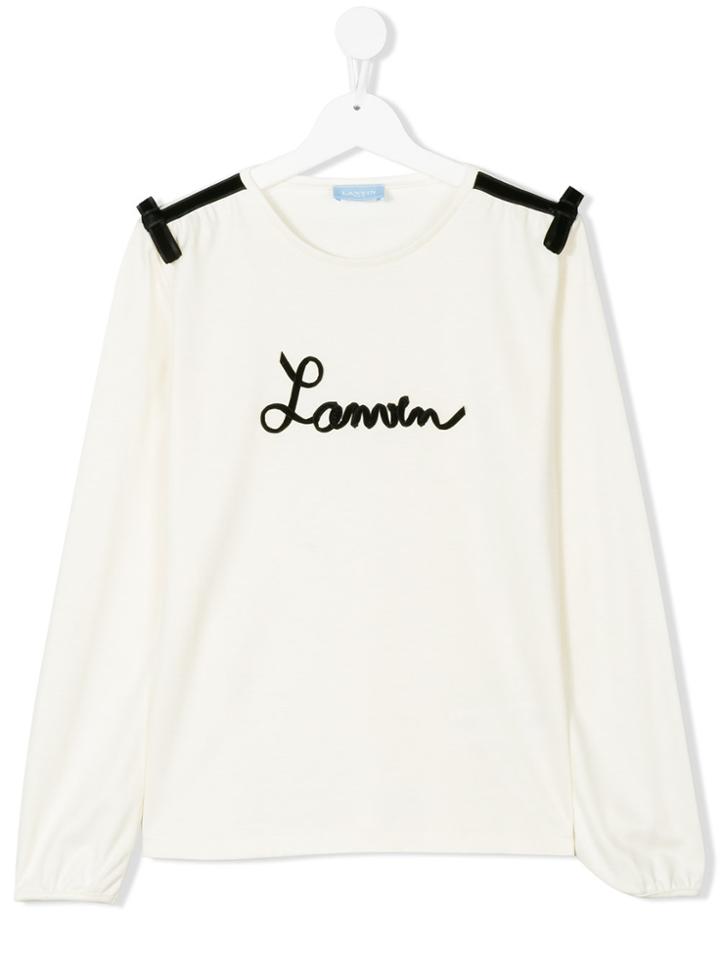 Lanvin Petite Teen Logo Long Sleeve T-shirt - White