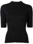 Clane - Ribbed Short Sleeve Sweater - Women - Cotton/nylon/tencel - 2, Black, Cotton/nylon/tencel