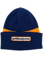 Golden Goose Logo Colour-block Beanie Hat - Blue