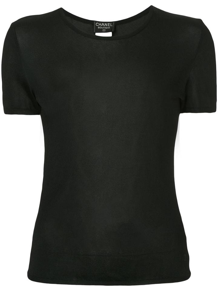 Chanel Vintage Logo Short-sleeved Top - Black